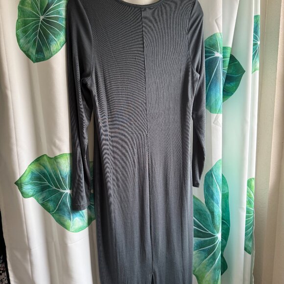 Quince Tencel Rib Knit Long Sleeve Dress L Dark Olive (NWT) - Picture 4 of 4